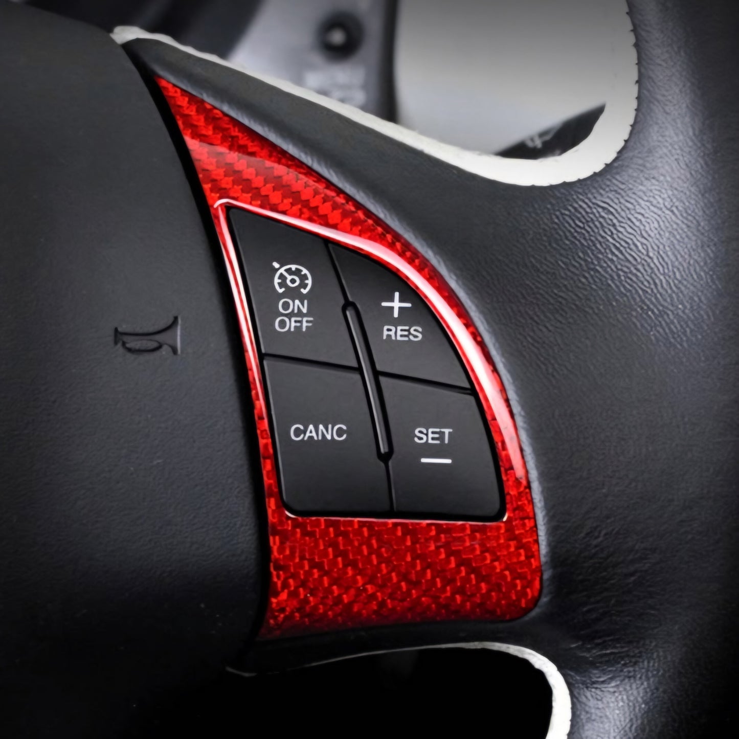Cover rosse in carbonio per pulsanti volante (per Fiat Abarth 500 Pre-Restyling, 595, 695)