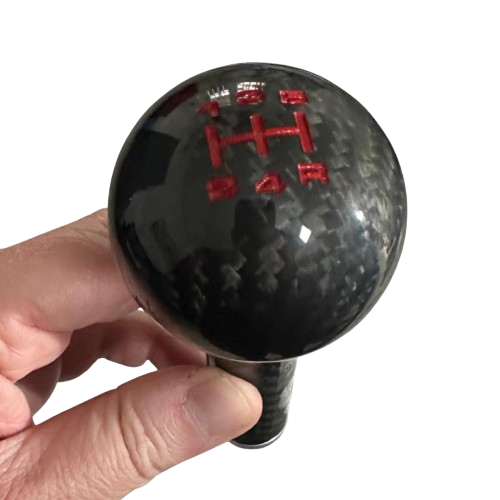 Pomello cambio in alluminio rivestito in carbonio - marce in rosso (per Fiat Abarth 500 Restyling, 595 695)