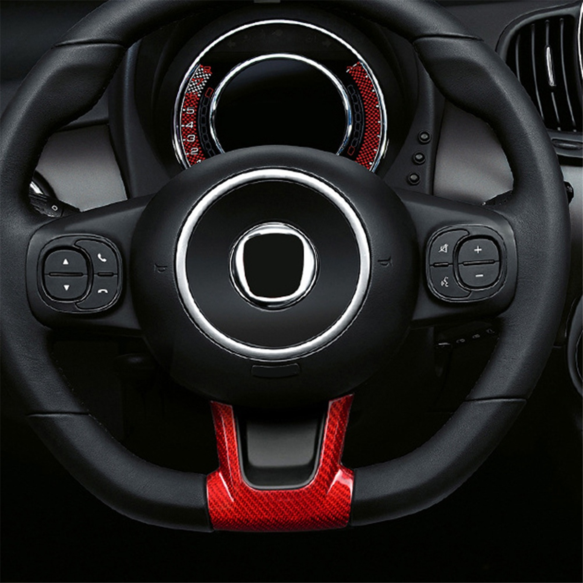 Cover rossa in carbonio volante parte anteriore inferiore (per Fiat Abarth 500 Restyling, 595, 695)