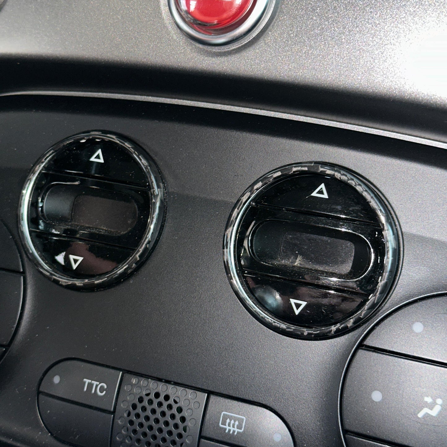 Anelli in carbonio pannello aria/climatizzatore (per Fiat Abarth 500, 595, 695)