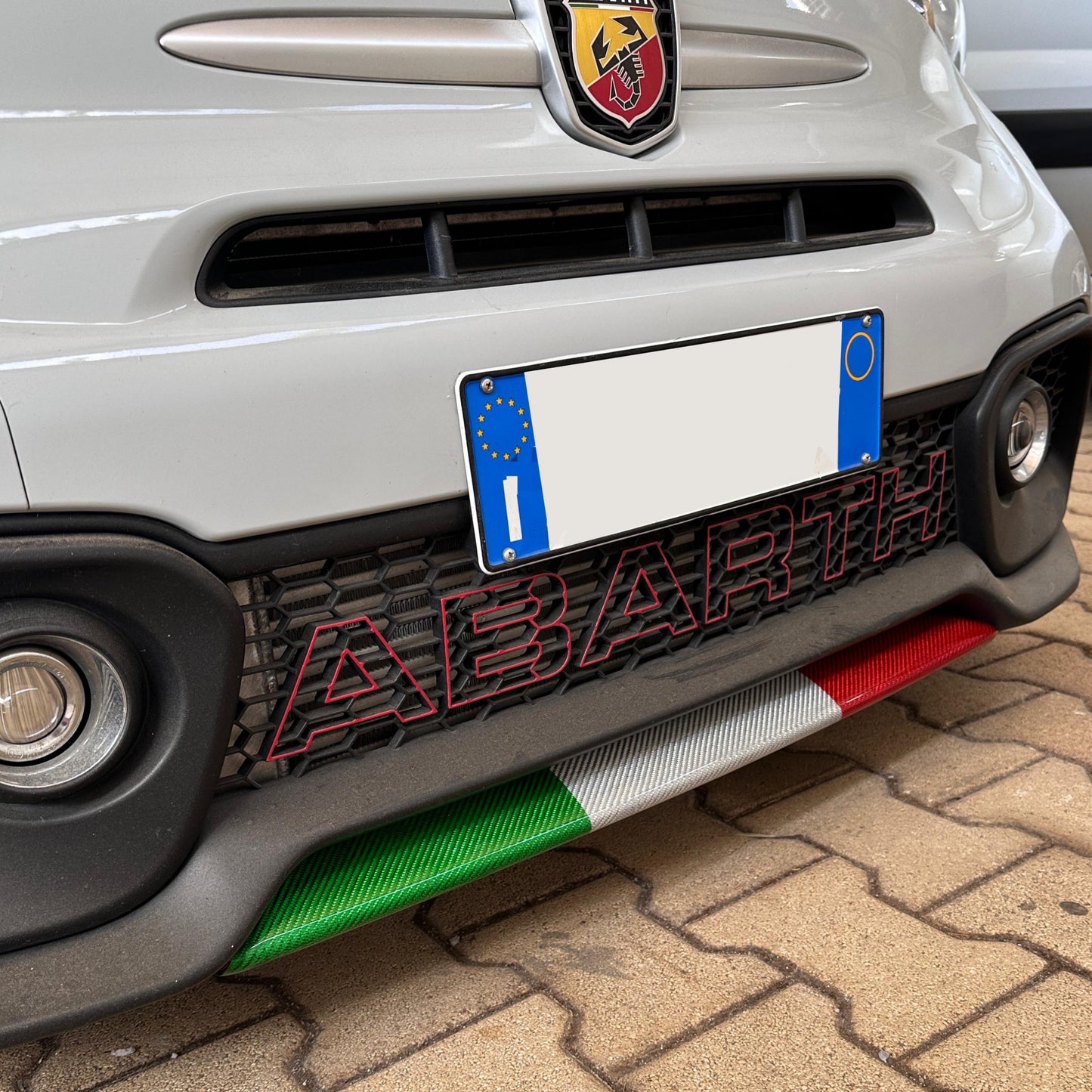 Set di cover tricolori in carbonio splitter lama anteriore e posteriore (per Fiat Abarth 500 Restyling, 595, 695)