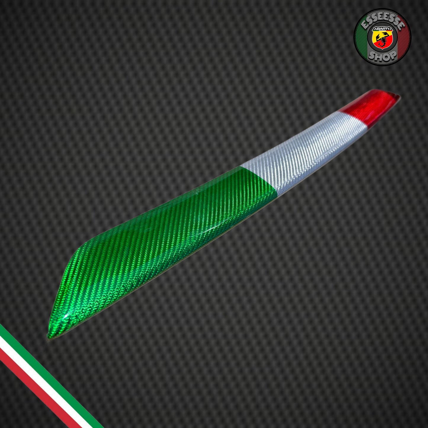 Cover tricolore in carbonio splitter lama anteriore (per Fiat Abarth 500 Restyling, 595, 695)