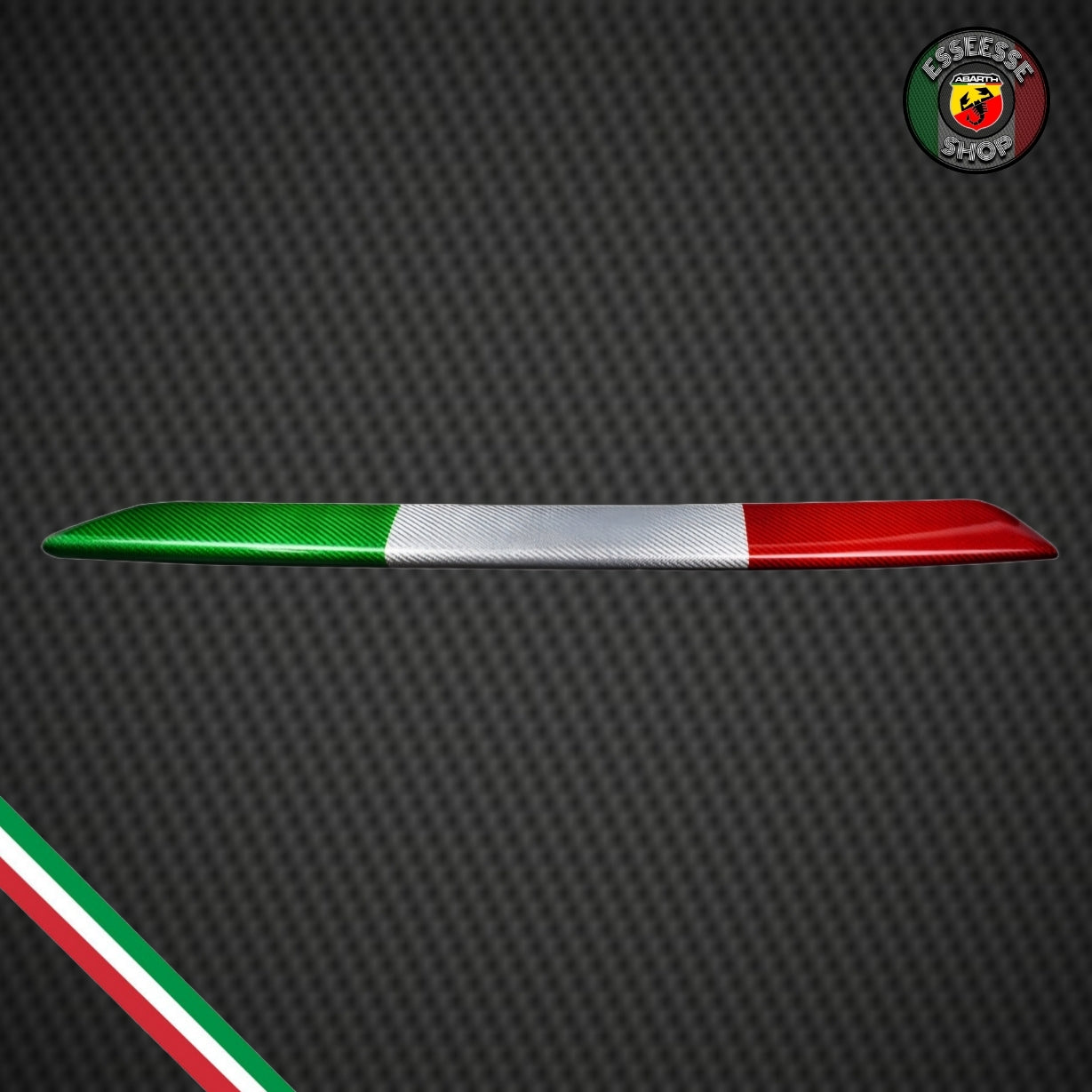 Set di cover tricolori in carbonio splitter lama anteriore e posteriore (per Fiat Abarth 500 Restyling, 595, 695)