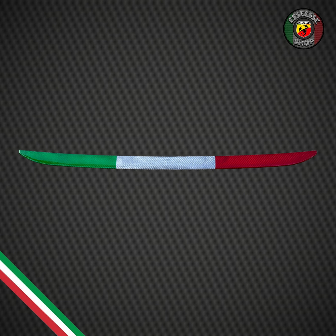 Set di cover tricolori in carbonio splitter lama anteriore e posteriore (per Fiat Abarth 500 Restyling, 595, 695)