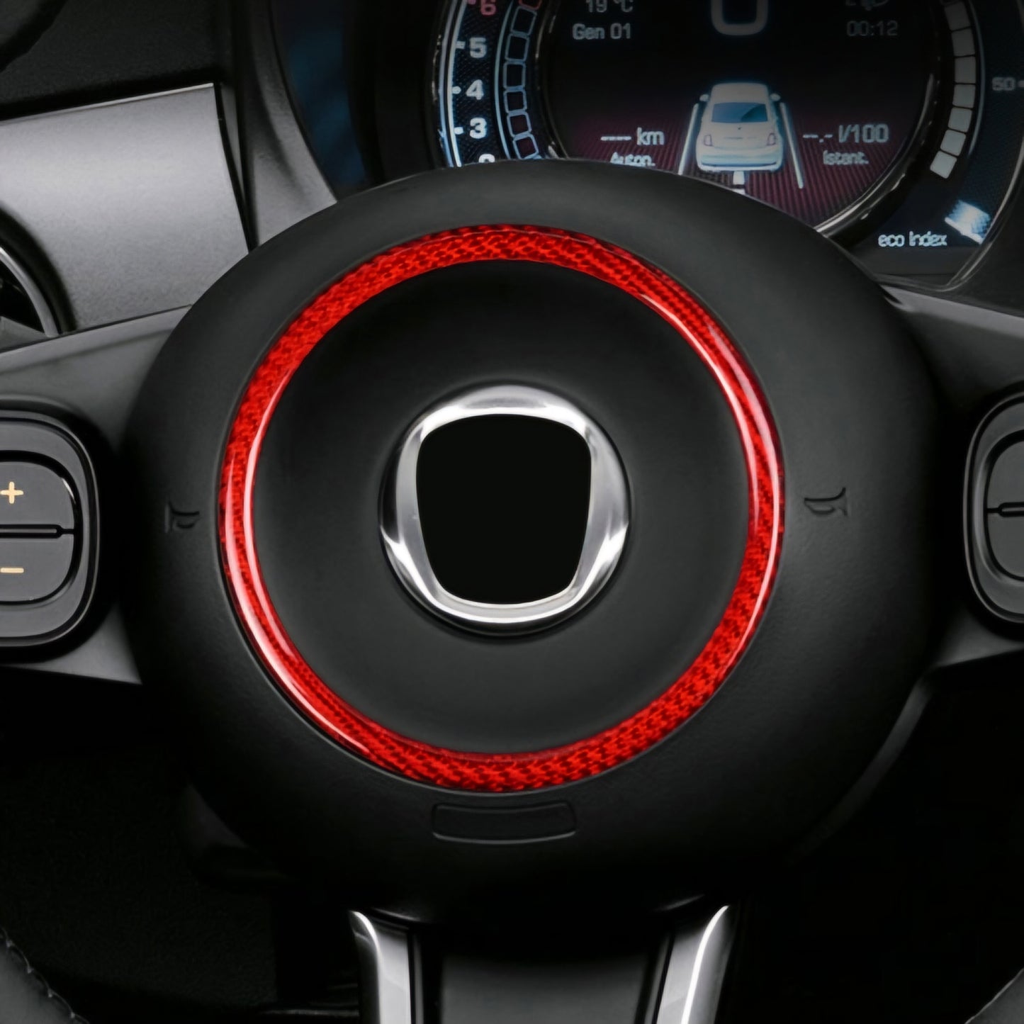 Anello rosso in carbonio volante airbag (per Fiat Abarth 500, 595, 695)