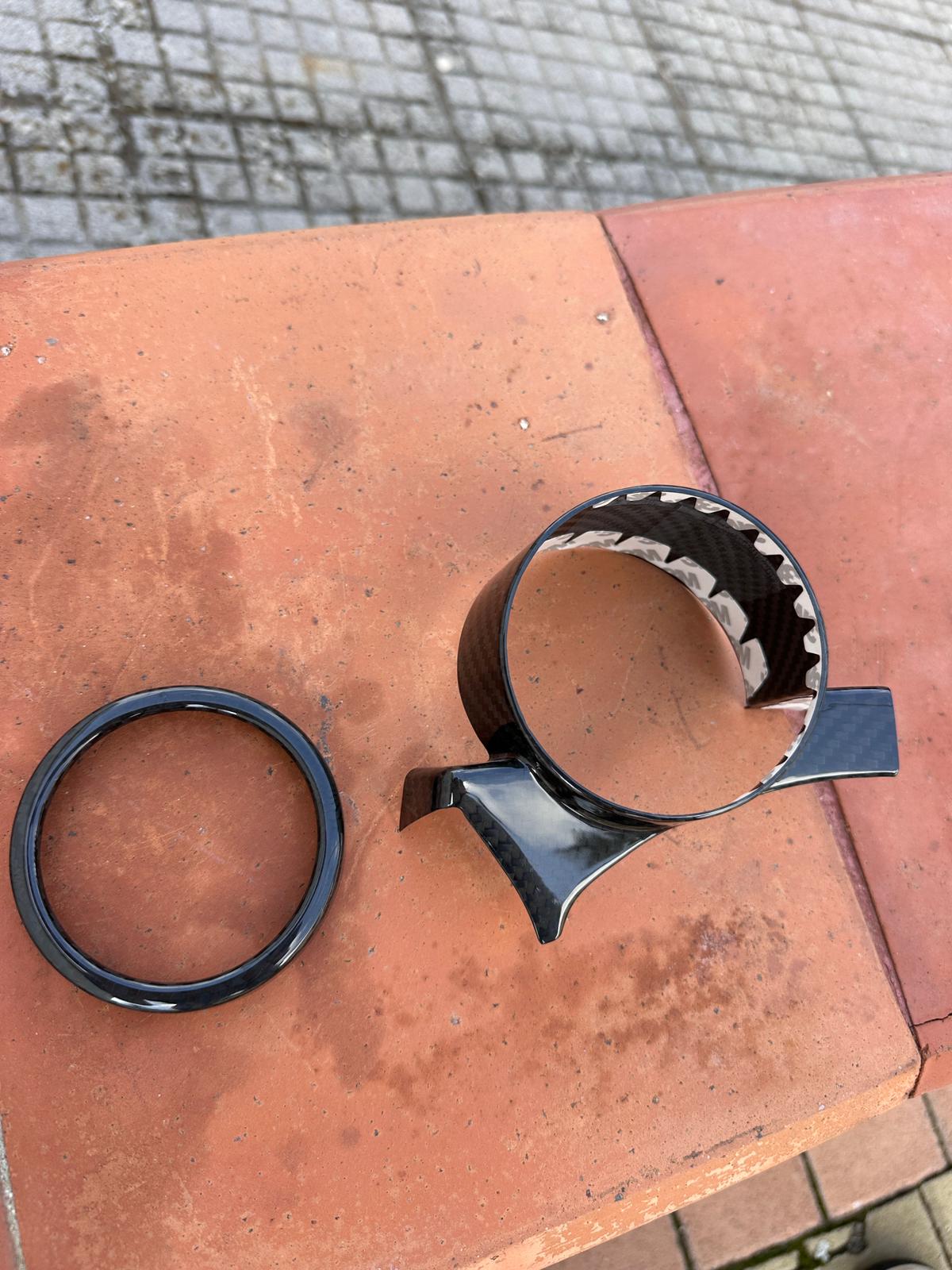 Cover Manometro Turbo 2 PEZZI in Vero Carbonio per Fiat 500 Abarth 595 695 500