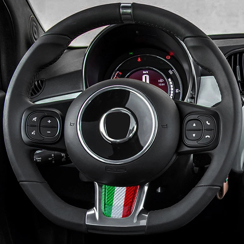 Inserto in carbonio tricolore volante (per Fiat Abarth 500 Restyling, 595, 695)