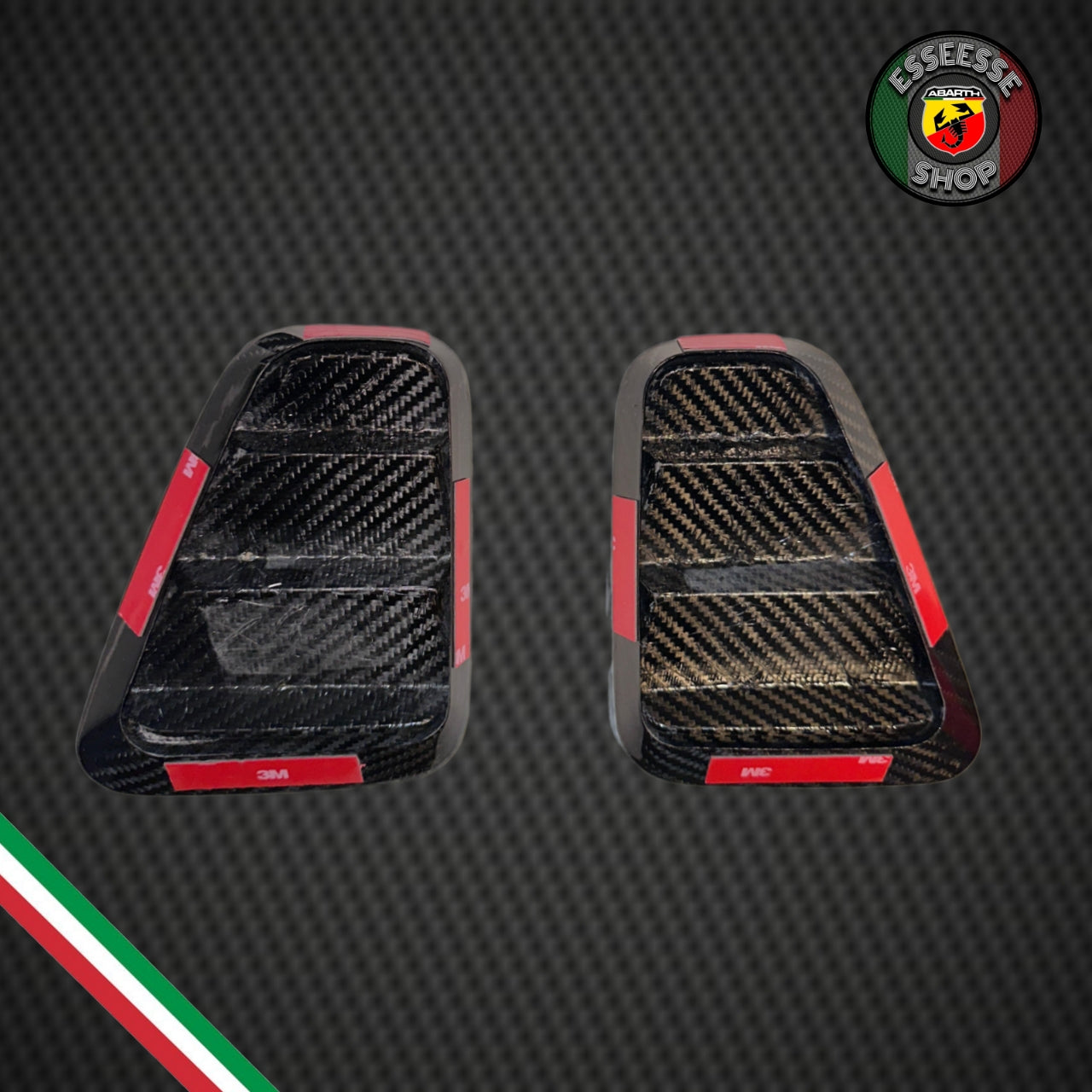 Placchette racing in carbonio fanali posteriori (per Fiat Abarth 500, 595, 695)