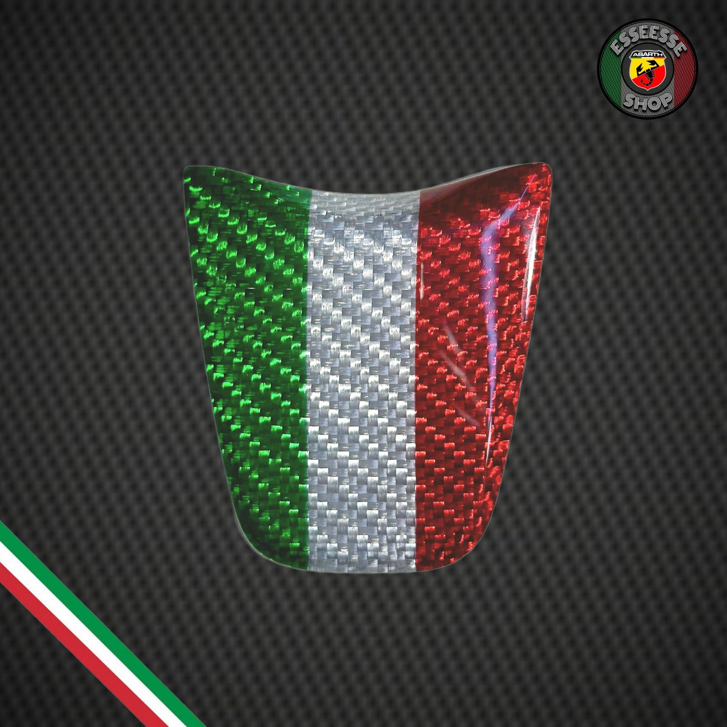 Inserto in carbonio tricolore volante (per Fiat Abarth 500 Pre-Restyling, 595, 695