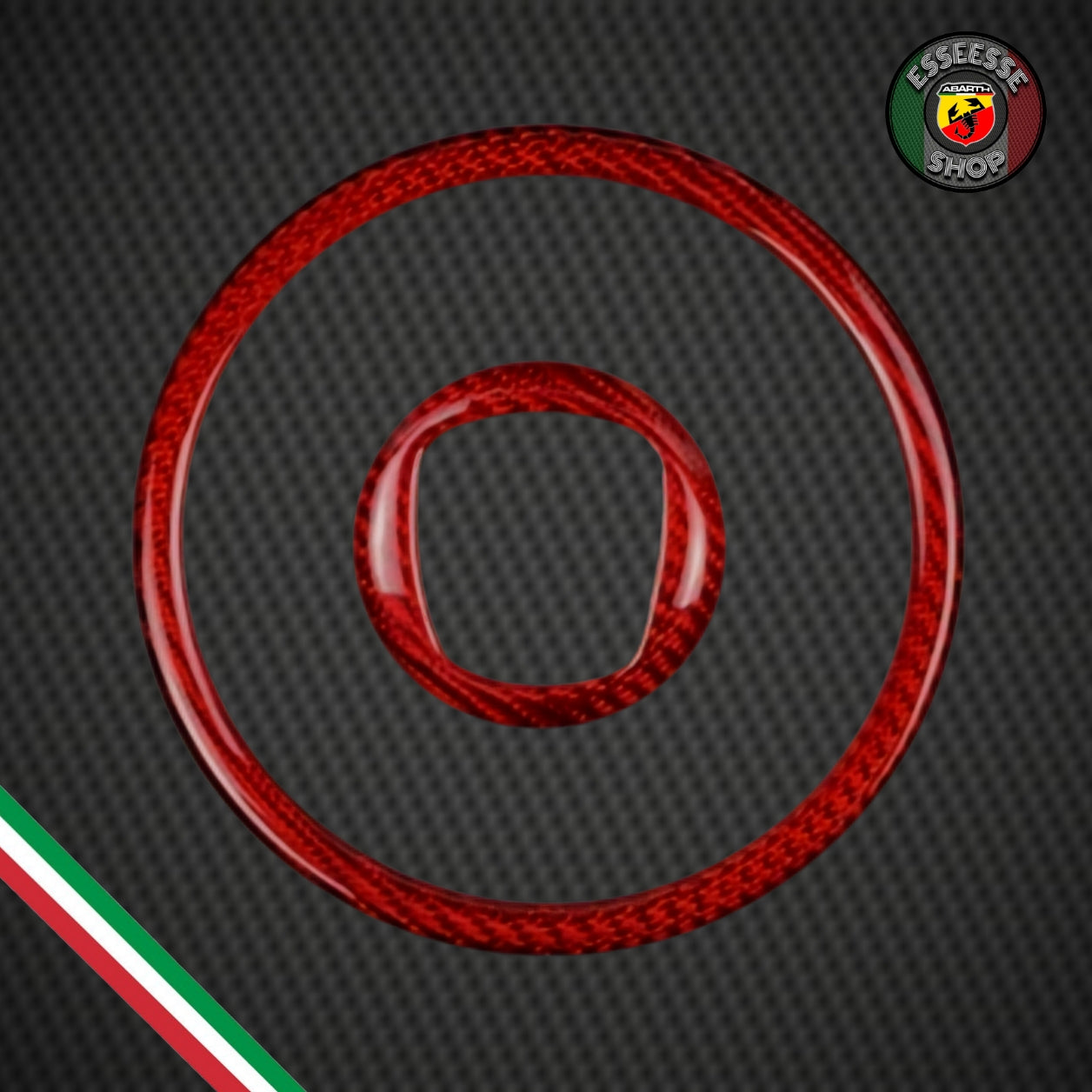 Set anelli rossi in carbonio volante airbag (per Fiat Abarth 500, 595, 695)