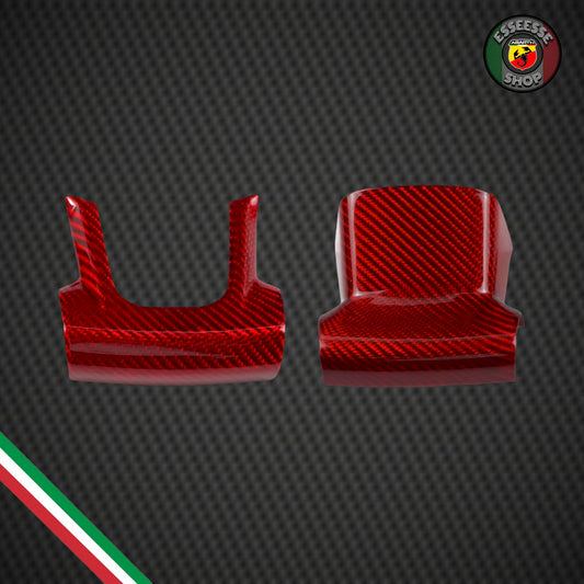 Set di cover rosse in carbonio volante parte inferiore (per Fiat Abarth 500 Restyling, 595, 695)