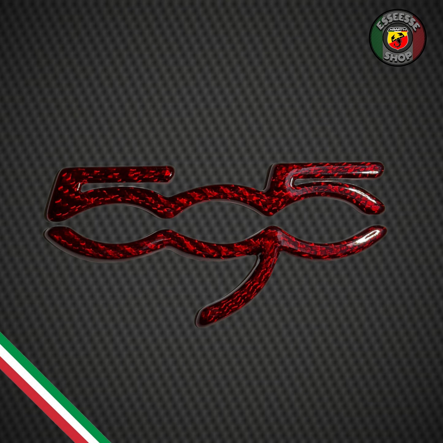 Cover rossa logo in carbonio plancia auto (per Fiat Abarth 595)