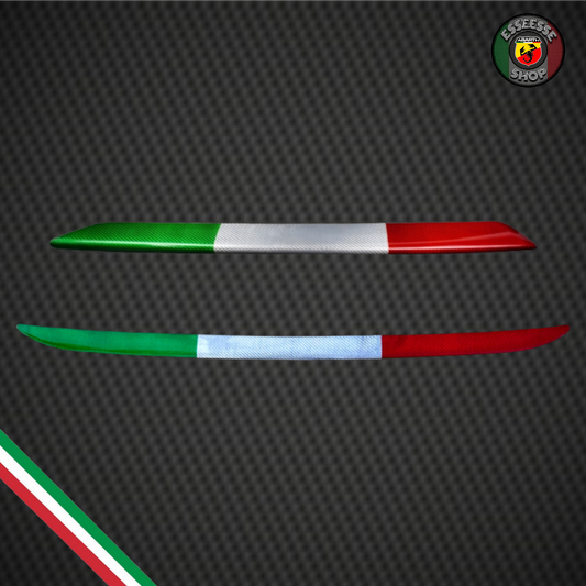 Set di cover tricolori in carbonio splitter lama anteriore e posteriore (per Fiat Abarth 500 Restyling, 595, 695)