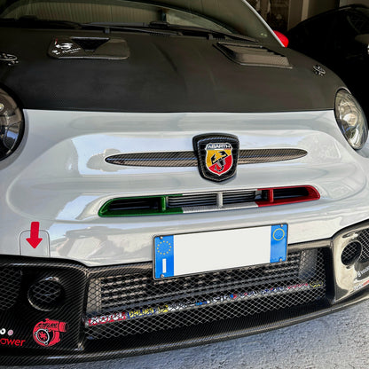 Cover tricolore in carbonio presa d'aria paraurti anteriore (per Fiat Abarth 500 Restyling, 595, 695)