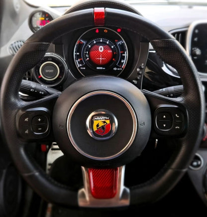 Cover rossa in carbonio mirino parte superiore volante (per Fiat Abarth 500, 595, 695)
