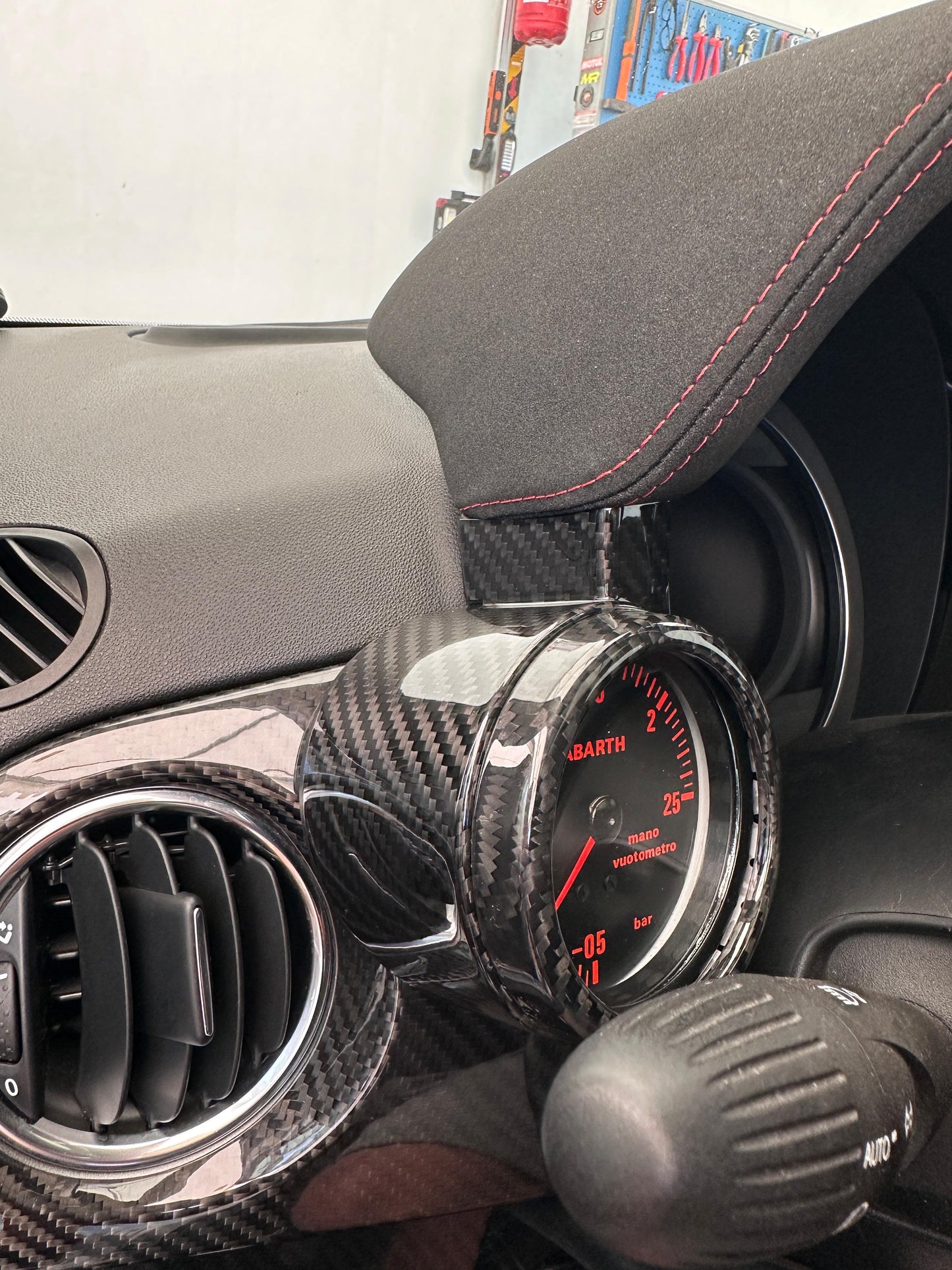 Cover Manometro Turbo 2 PEZZI in Vero Carbonio per Fiat 500 Abarth 595 695 500