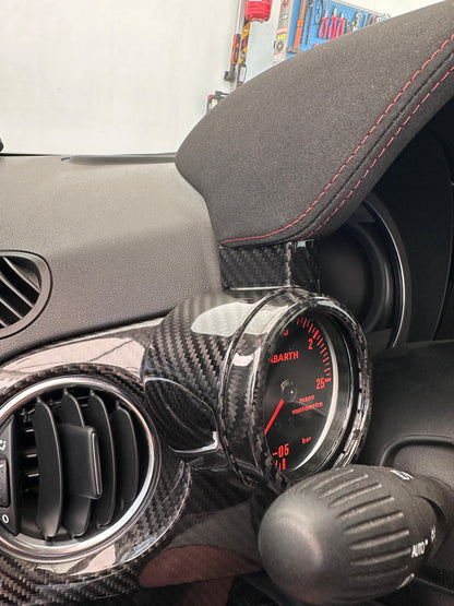 Cover Manometro Turbo 2 PEZZI in Vero Carbonio per Fiat 500 Abarth 595 695 500
