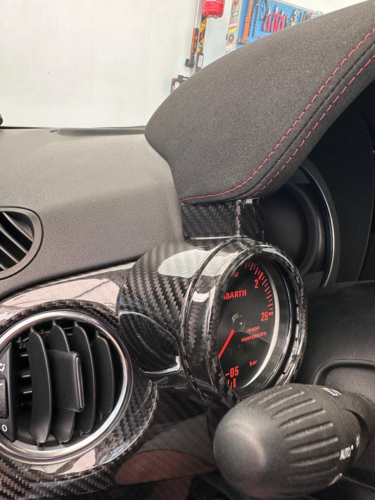 Cover Manometro Turbo 2 PEZZI in Vero Carbonio per Fiat 500 Abarth 595 695 500