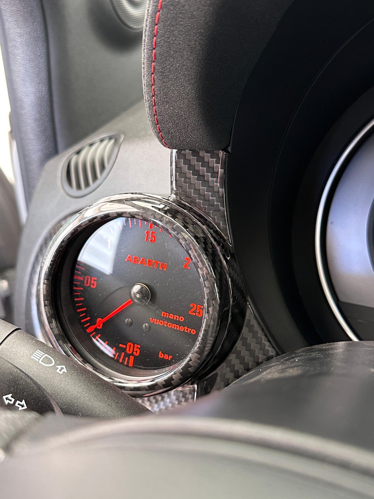 Cover Manometro Turbo 2 PEZZI in Vero Carbonio per Fiat 500 Abarth 595 695 500