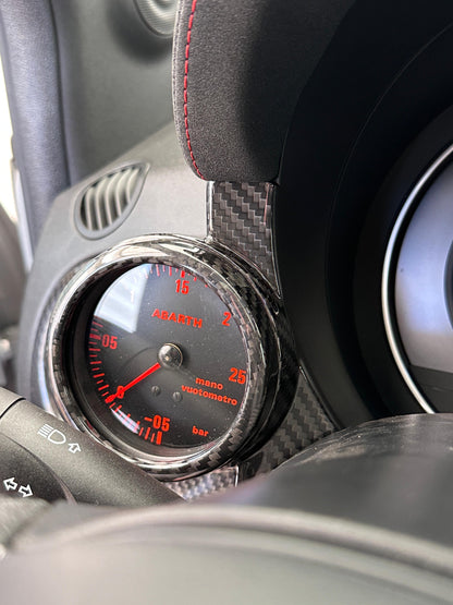 Cover Manometro Turbo 2 PEZZI in Vero Carbonio per Fiat 500 Abarth 595 695 500