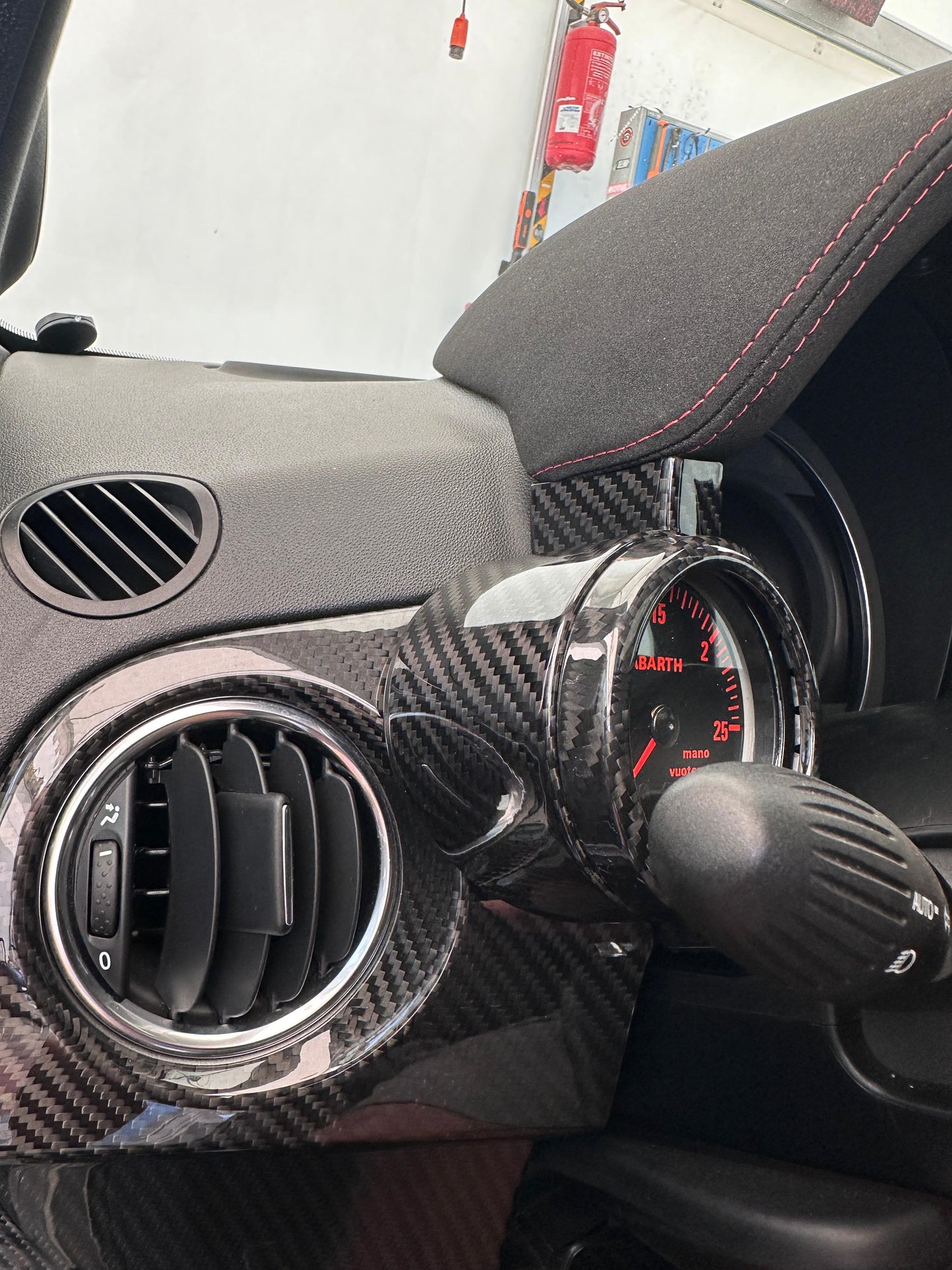 Cover Manometro Turbo 2 PEZZI in Vero Carbonio per Fiat 500 Abarth 595 695 500