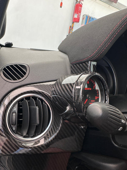 Cover Manometro Turbo 2 PEZZI in Vero Carbonio per Fiat 500 Abarth 595 695 500