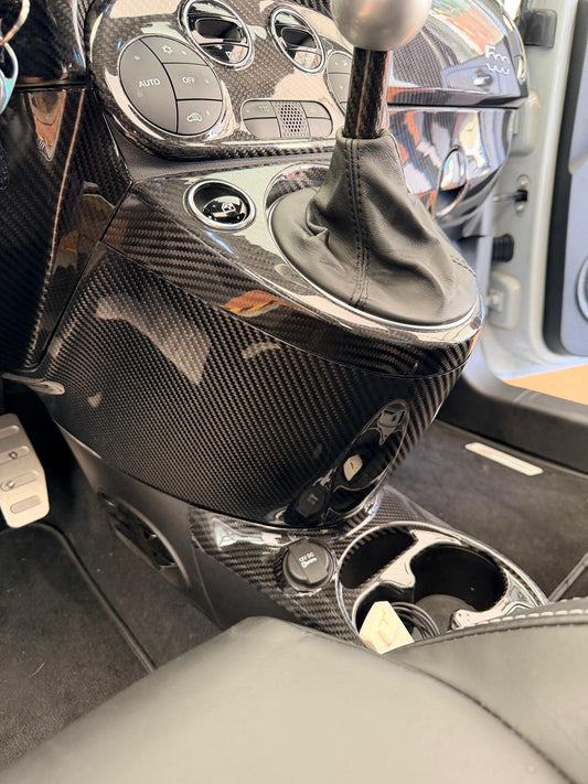 Cover zona cambio in vero carbonio Abarth 595 695 500 Restyling