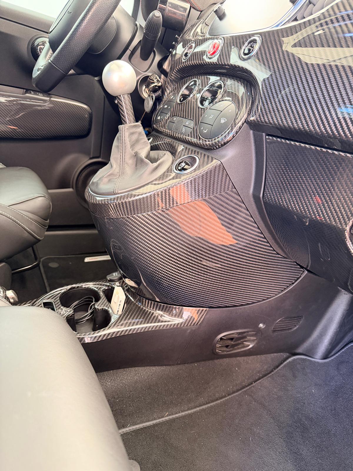 Cover zona cambio in vero carbonio Abarth 595 695 500 Restyling