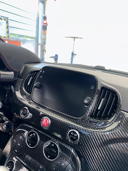 Cover Autoradio 7'' Cornice Completa In Carbonio Vero per Abarth 595 695