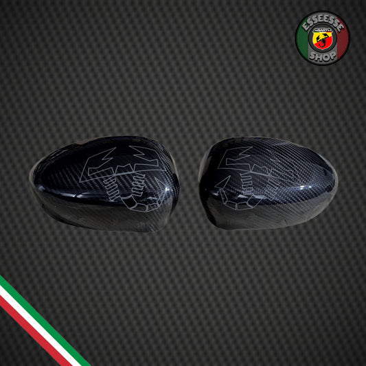 Cover in carbonio calotte specchietti scorpione trasparente (per Fiat Abarth 500, 595, 695, Grande Punto)