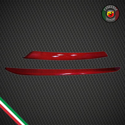 Set di cover rosse in carbonio splitter lama anteriore e posteriore (per Fiat Abarth 500 Restyling, 595, 695)
