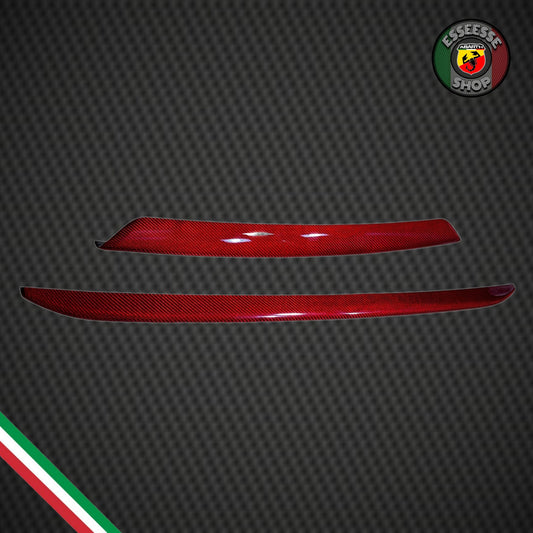 Set di cover rosse in carbonio splitter lama anteriore e posteriore (per Fiat Abarth 500 Restyling, 595, 695)