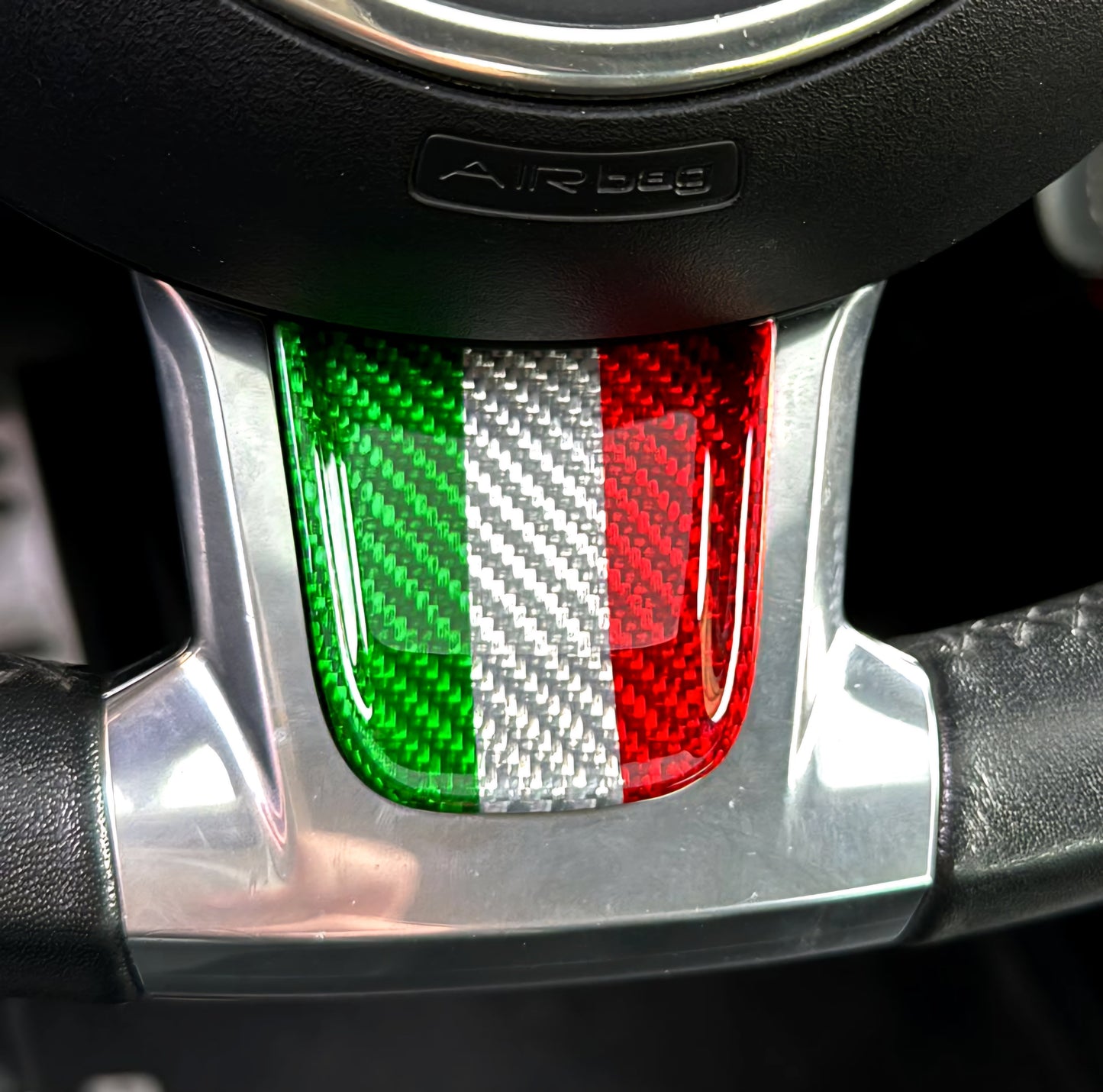 Inserto in carbonio tricolore volante (per Fiat Abarth 500 Restyling, 595, 695)