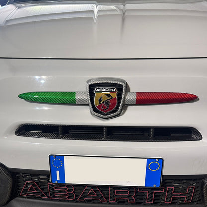 Cover tricolore in carbonio per logo anteriore (per Fiat Abarth 500, 595, 695)