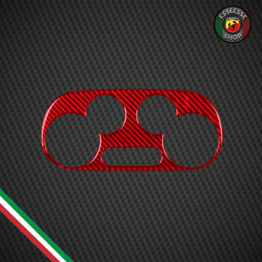 Cover resinata rossa in carbonio pannello aria/climatizzatore (per Fiat Abarth 500, 595, 695)