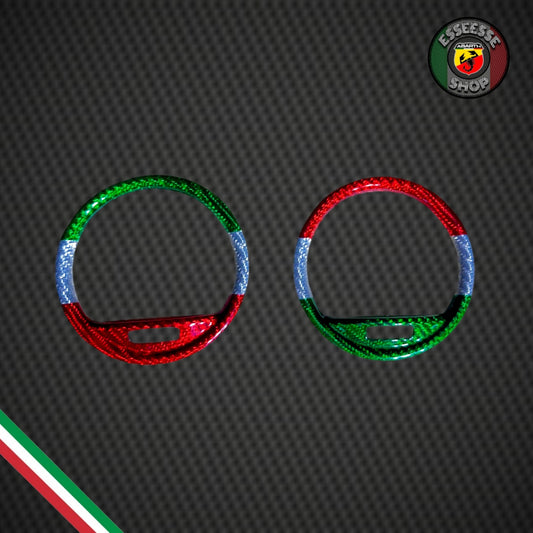 Anelli tricolori in carbonio bocchette aria cruscotto (per Fiat Abarth 500 Restyling, 595, 695)