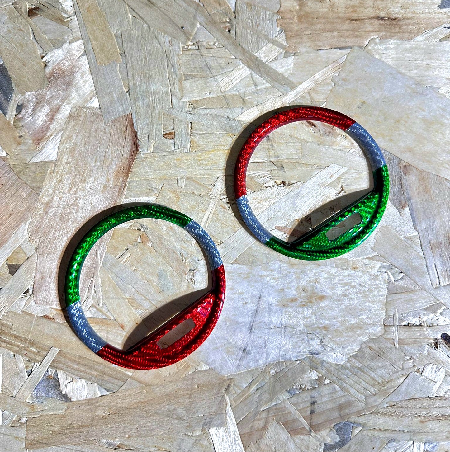 Anelli tricolori in carbonio bocchette aria cruscotto (per Fiat Abarth 500 Restyling, 595, 695)