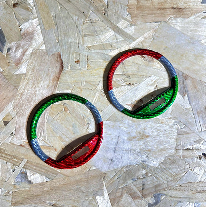 Anelli tricolori in carbonio bocchette aria cruscotto (per Fiat Abarth 500 Restyling, 595, 695)