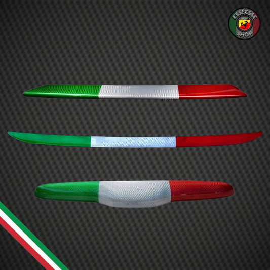 Set di cover tricolori in carbonio maniglia baule, splitter lama anteriore e posteriore (per Fiat Abarth 500 Restyling, 595, 695)